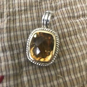 SS stamp-925 pendant with “citrine” colored stone